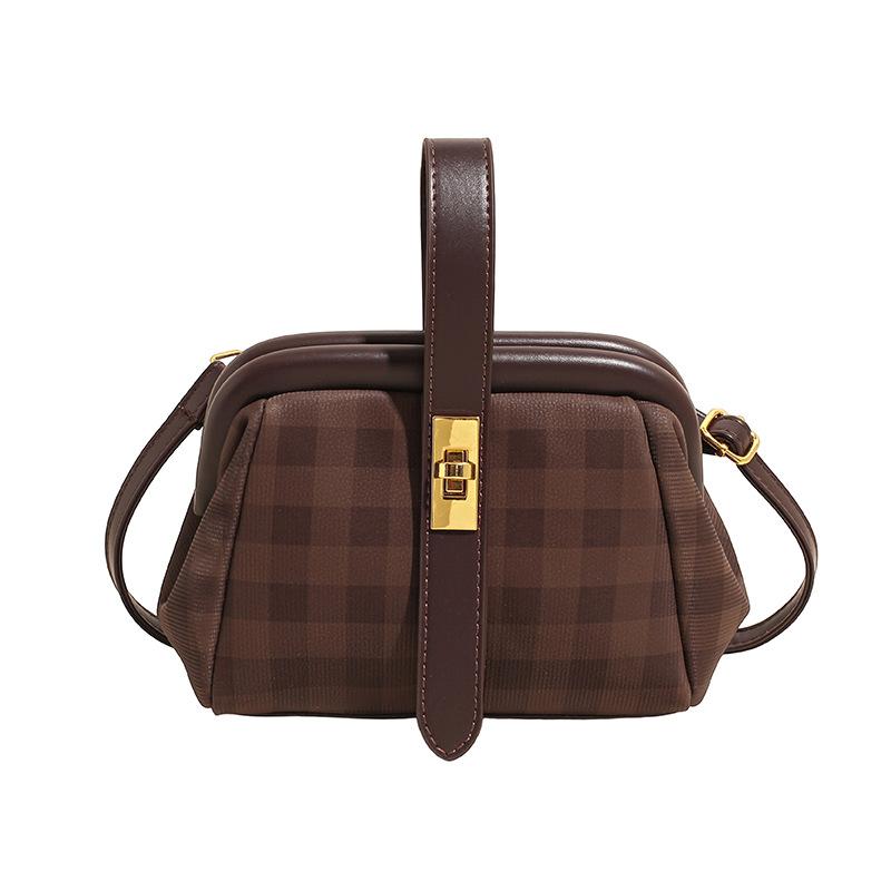 Urban simple contrasting color clip bag plaid fashion arm bag new trendy texture shoulder messenger bag