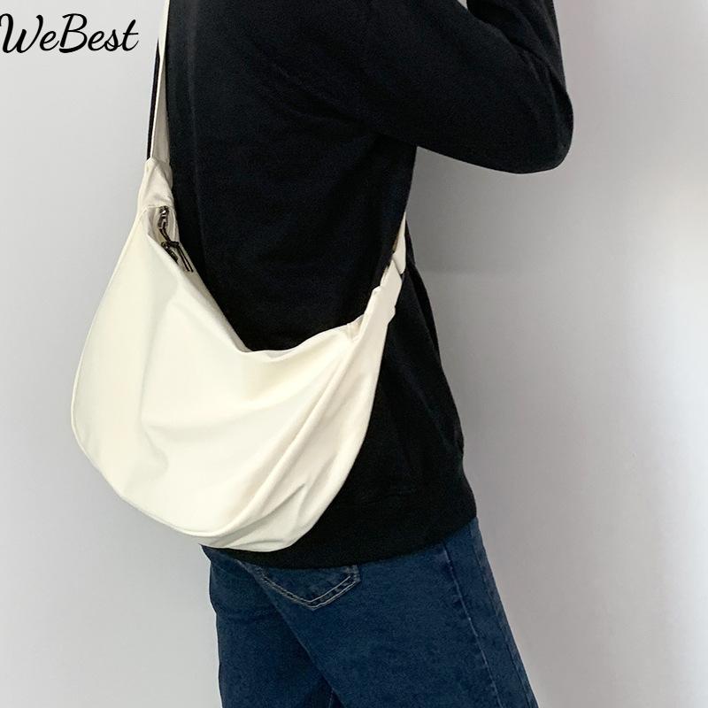 

Simple Waffle Literary Single Shoulder Solid Color Crossbody Dumpling Bag