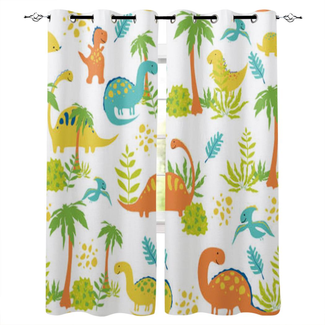 Шторы на окна с изображением динозавра в джунглях для гостиной — фото 10