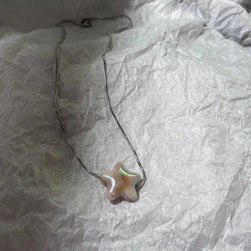 

Гот Harajuku сладкий крутой красочный кулон в виде звезды и сердца ожерелье для женщин колье милый Y2k прозрачный любовь Y2k 45 см