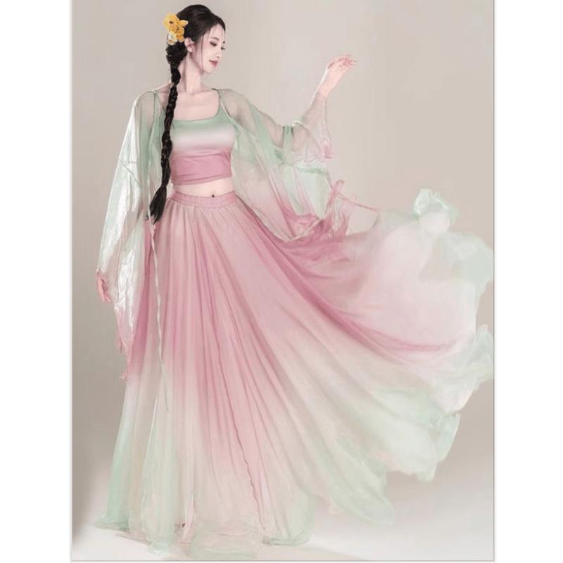 Women's Classical Dance Gradient Gauze Performance Dress