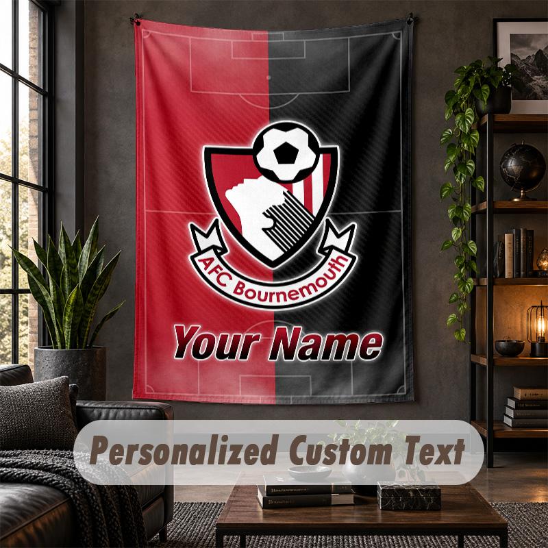 Wall Tapestry Bournemouth Football Print Custom Name Text Wall Hanging Home Decor