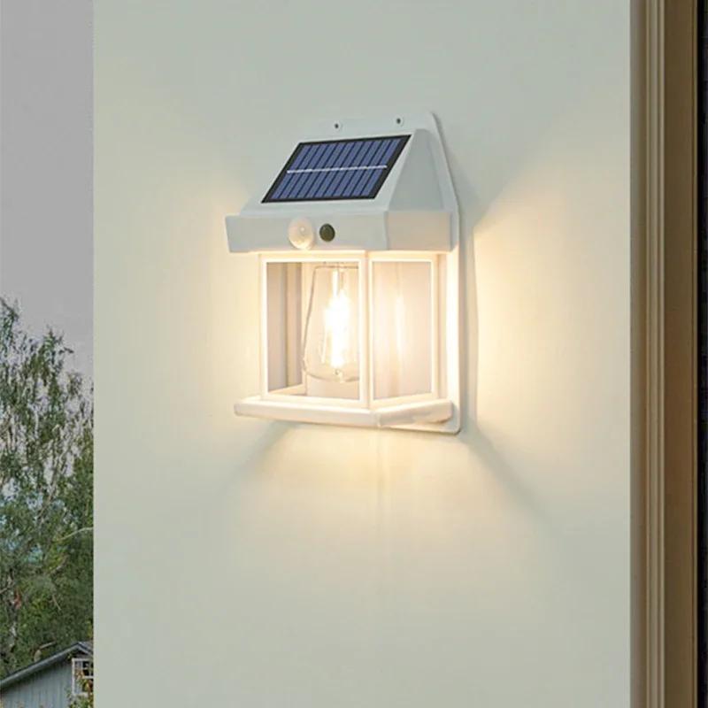 Outdoor Solar Tungsten Wall Light with Motion Sensor Waterproof LED Safety Light for Patio Outdoor Deck Porch Barn Garage