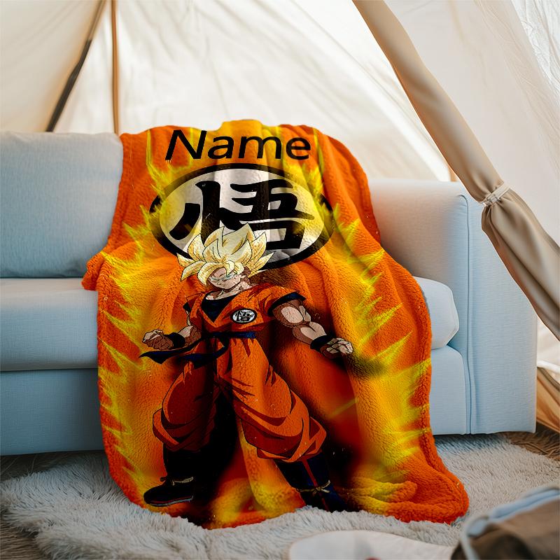 Coperta Personalizzata con Nome - Design Stampa Dragon Ball, Coperta per Divano, Letto, Viaggio, Campeggio - Morbida e Calda, Ottimo Regalo