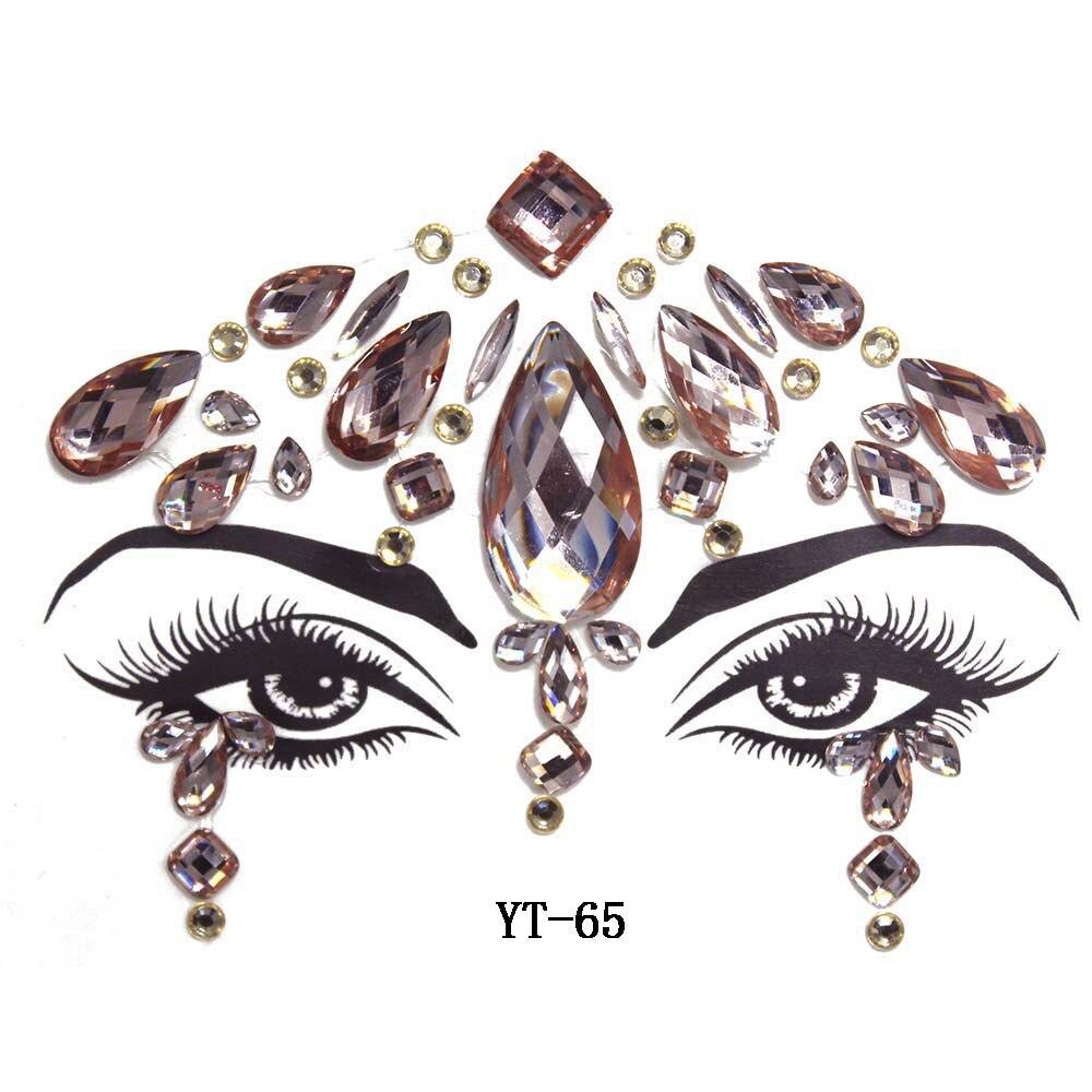 1PC Masquerade Shiny Face Decoration 3D Crystal Sticker Music Festival Trendy Shiny Acrylic Sticker Temporary Tattoo Sticker