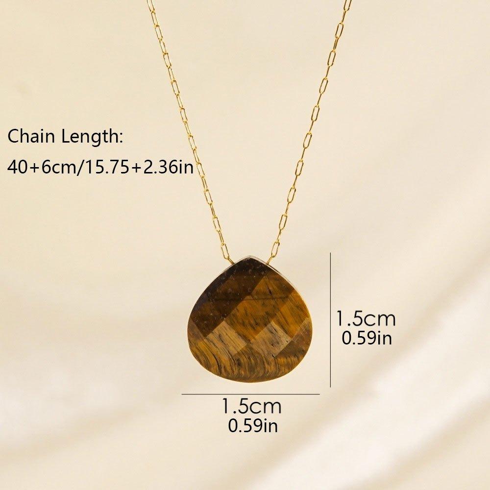 Simple Water Drop Natural Stone Pendant Stainless Steel Clavicle Chain Collars Necklaces For Women Jewelry Gifts Natural Crystal