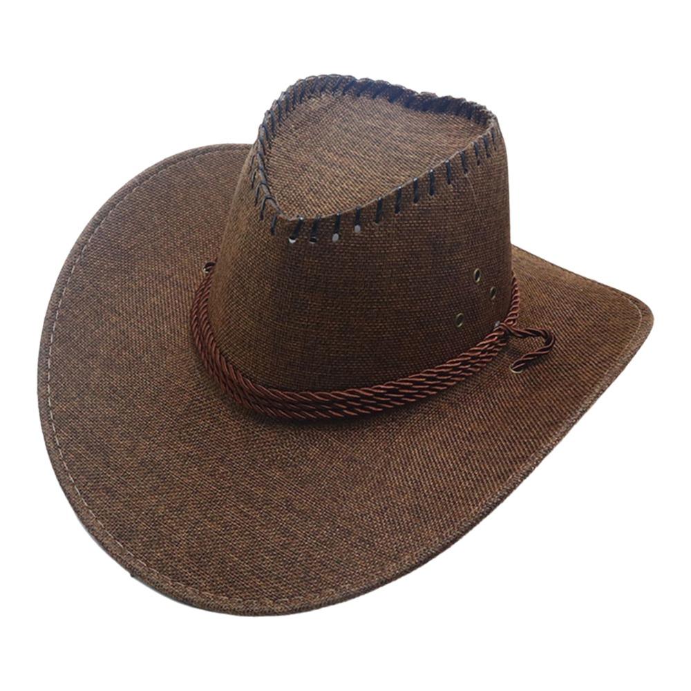 New Curved Brim Western Cowboy Hat Large Ethnic Top Hat Tibetan Style Roll Brim Cowgirl Cap for Women Men