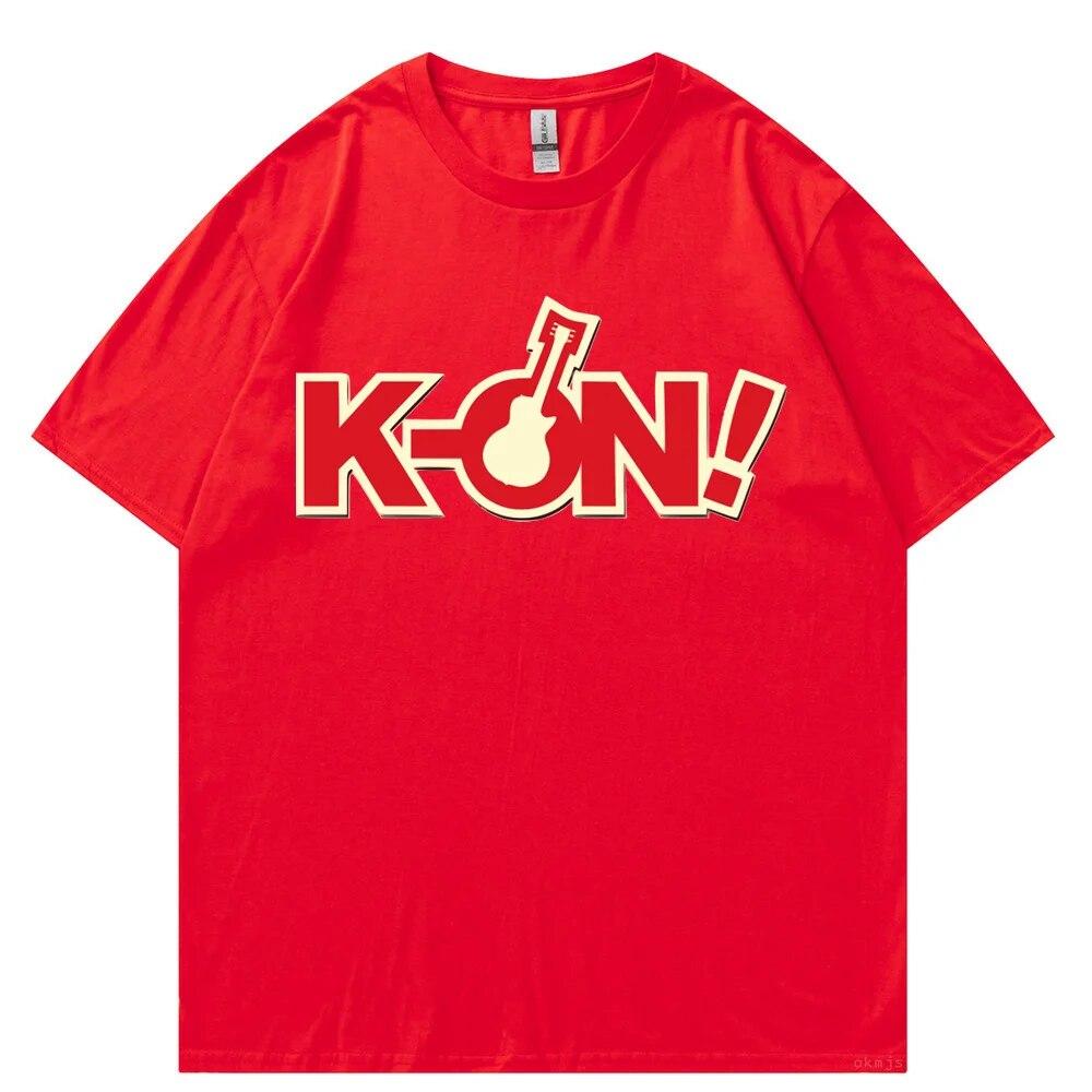 T-Shirt Unisex k-on Grafik weißes T-Shirt Vintage Grunge Japan T-Shirt Grafikästhetik Übergroßes Baumwoll-Kurzarm-T-Shirt T-Shirt