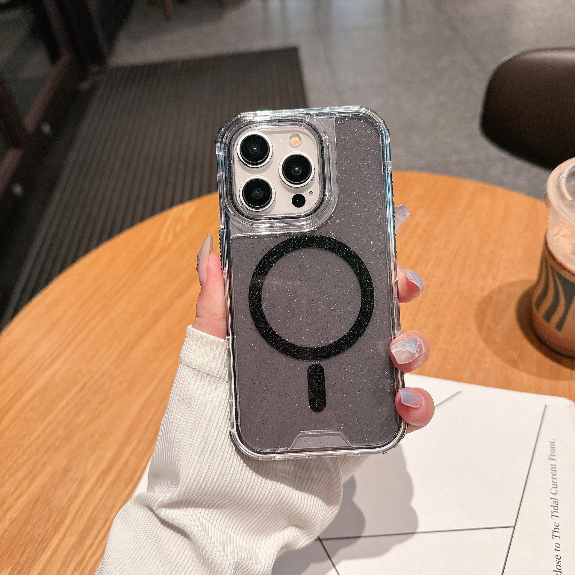 

Для IP16promax Второе поколение Магнитный Цветной Три-в-одном ПК+ТПУ Плюс Блеск Защита от давления и Ударопрочный Чехол для мобильного телефона For iPhone 16 pro max