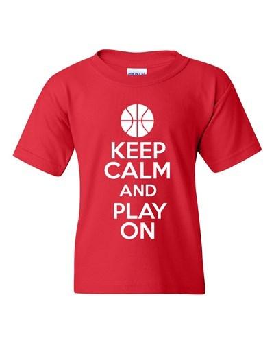 Keep Calm And Play On Basketball Sports Novelty Statement Youth Kids T-Shirt Tee Unisex T-Shirt S