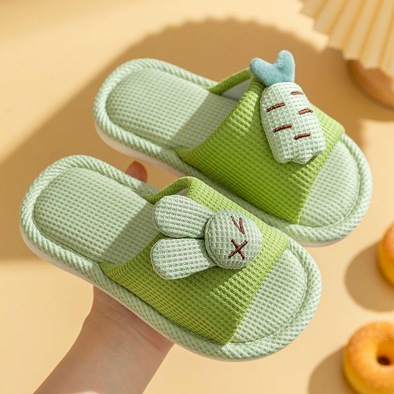 Children's Non-Slip Indoor Cotton Linen Slippers for Little Boys & Girls - Spring/Autumn, Medium/Large Sizes
