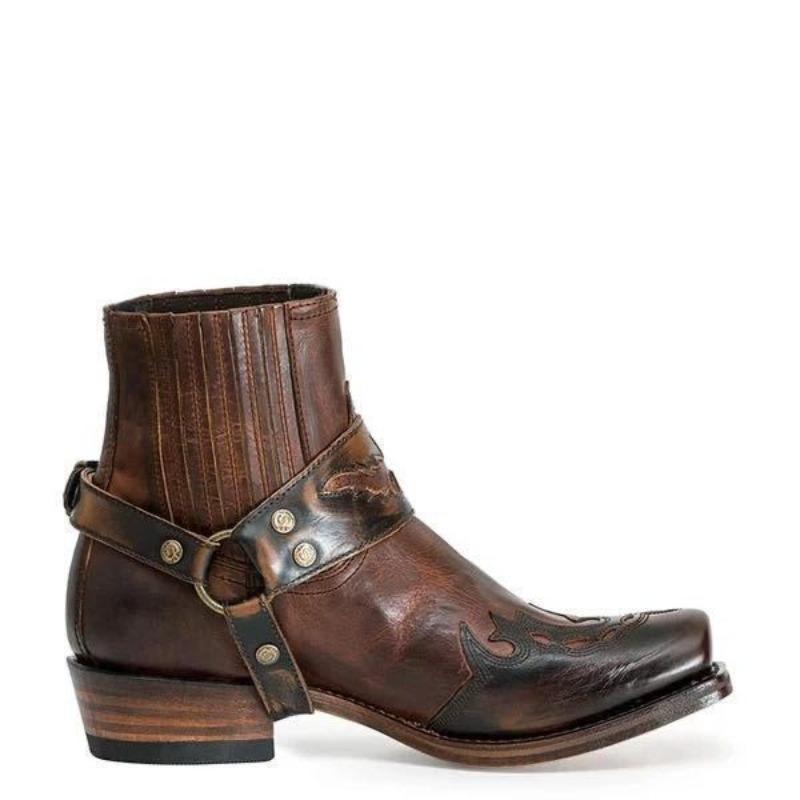 Men's Low-heeled Style Retro Embroidered Short Tube Casual Versatile Large-size Men's Boots