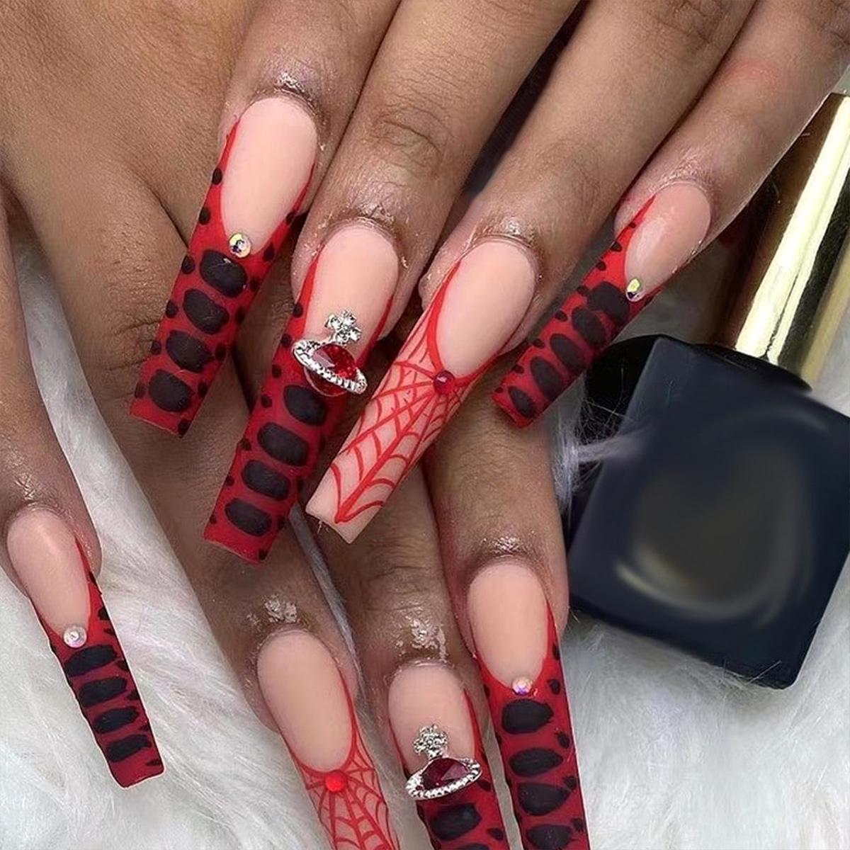 

Hot-Selling Extra-Long Planet Cross Rhinestone False Nails