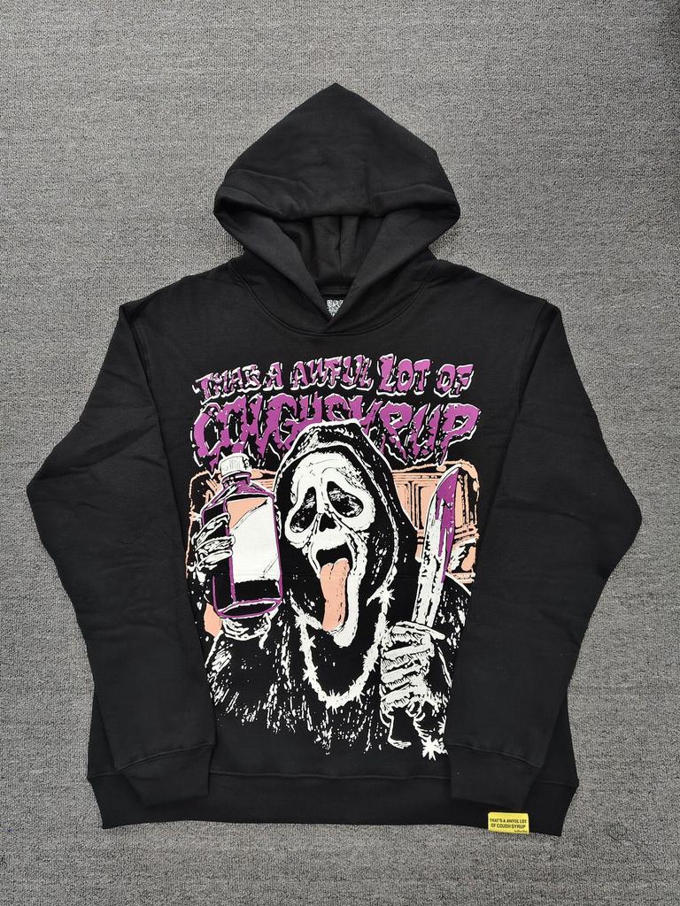 "That's an Awful Lot of Cough Syrup" Anime Print Hoodie for Men - Trendy Brand Original Label.