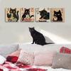 4 PCs Kawaii Japanese Ramen Cats Canvas Wall Art Framed Wall Decor, Cat Lover Gifts, Cat Themed Gifts Art Prints Paintings, Pictures Home Decor for