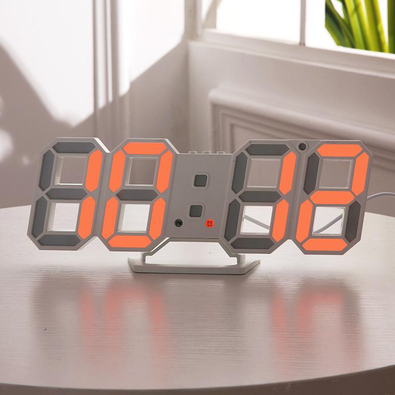 3D Three-dimensional Clock LED Alarm Clock Korean Electronic Clock Living Room 3D Wall Clock Digital Clock