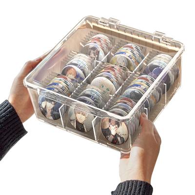 REDICE Tin Badge Storage Large Capacity Storage with 57mm Acrylic Storage Clear Small Item Tin Miscellaneous Goods Box with 44mm Box, Lid, Acrylic,