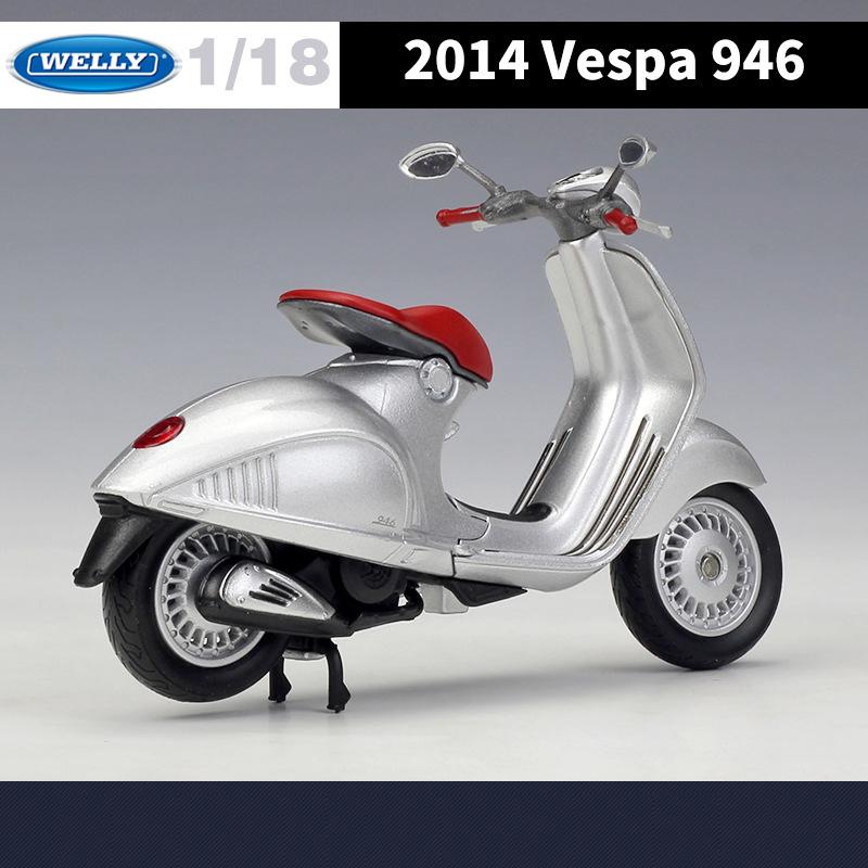 WELLY 1/18 2014 VESPA 946 Motorcycle Model Toy Vehicle Collection Autobike Shork-Absorber Off Road Autocycle Toys Car
