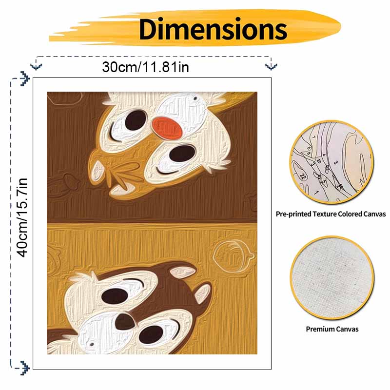 Disney Digital Oil Painting Chip N Dale Diy Coloring Handpainted Filling Home Decoration Gift Set Artistic Canvas Wall Art Decor Kit