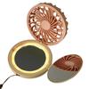 SPICE OF LIFE Compact Portable Fan with Mirror Orange Magnifying Neck USB 3 Wind Rhythmic DFCP216OR LED, Fanbulous, Apricot, Mirror, Glass, Strap,