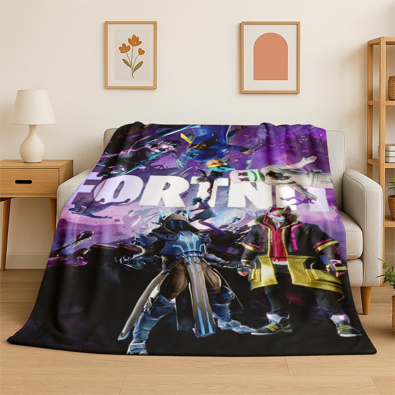 

Cartoon F-Fortnite Game Gamer Flannel Blanket Soft Warm Throw Blanket for Bedroom Living Room Bed Travel Camping Picnic Gift 75x90cm