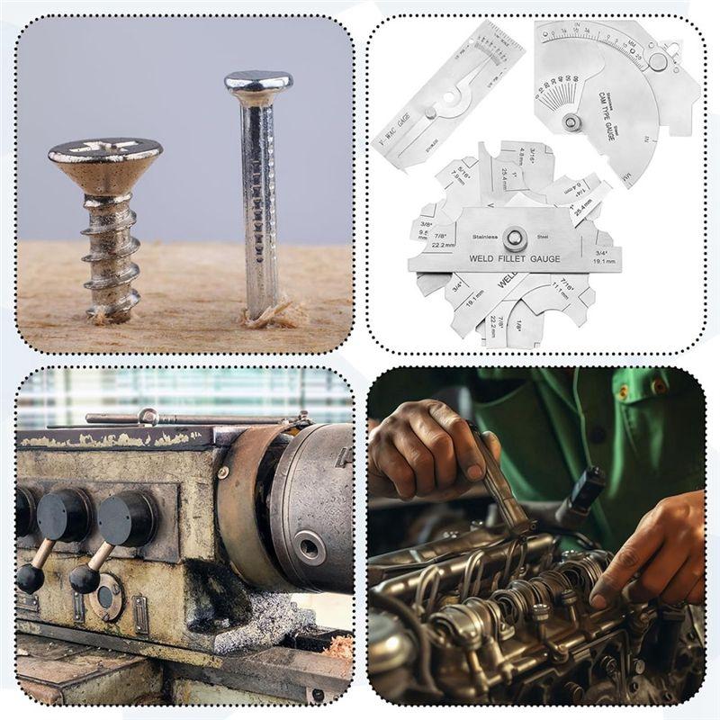 ABUL-7 Piece Gauge Kit Fillet Weld Gauge Gage Set Single Weld Gauge Stainless Steel Bridge Cam Gauge Kit