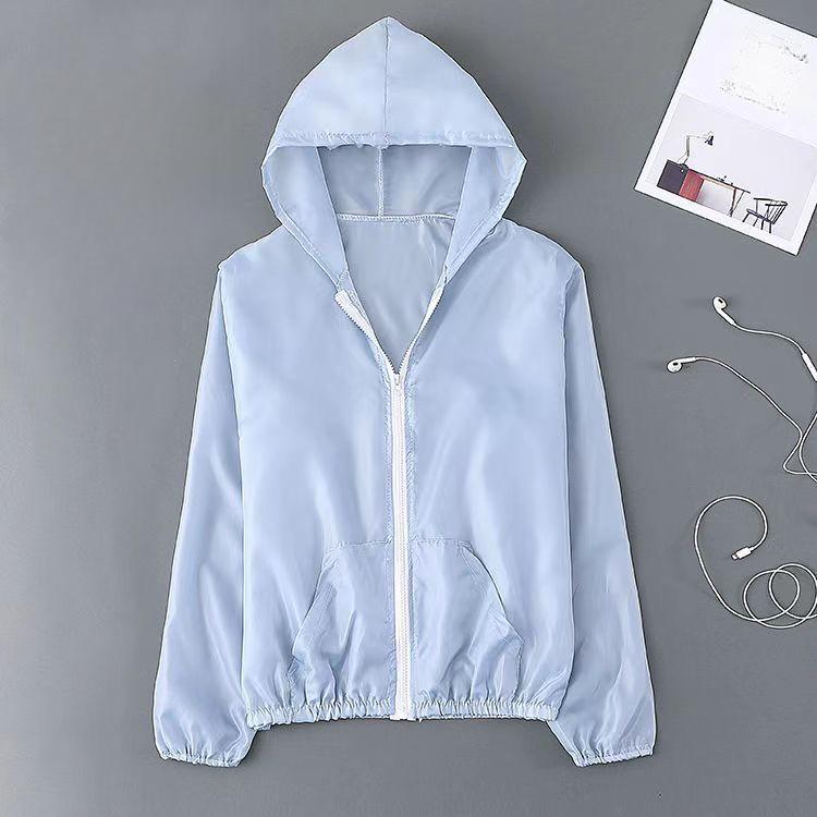 Yaz Buz Ipek Güneş Koruyucu Giyim kadın Düz Renk Ultra-ince Nefes Çabuk kuruyan Açık erkek Su Geçirmez Kapüşonlu Ceket