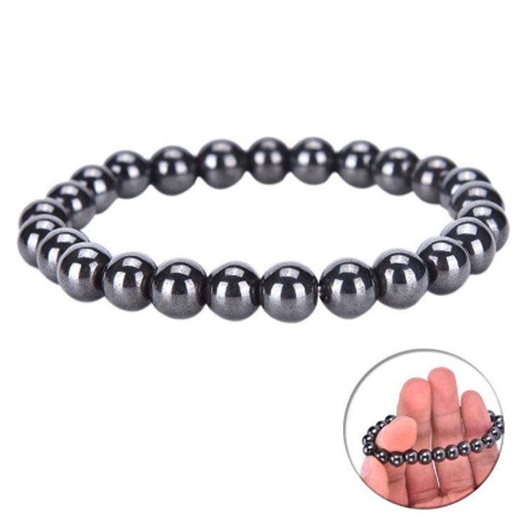 Unisex 8MM Black Hematite Beaded Magnetic Bracelets - Handmade Jewelry Accessories