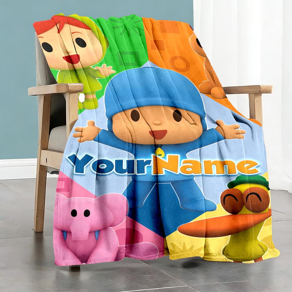 Pocoyo Customize Your Name Blanket Multi-purpose Customizable Blanket Ultra-Soft Suitable for Nap Home Decor Living Room Picnics Ideal for All Seasons
