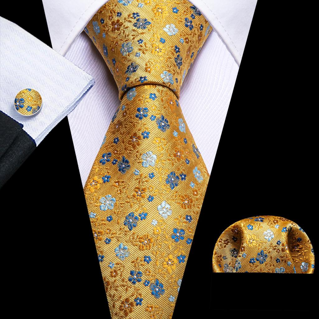 Barry.Wang Ties for Men Necktie Hankerchief Cufflinks Set Burgundy Striped Jacquard Wedding
