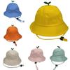 New Cute Baby Fisherman Hat with Sprout Spring Summer Children Drawstring Bucket Hat Solid Color Boys Girls Beach Panama Sun Cap