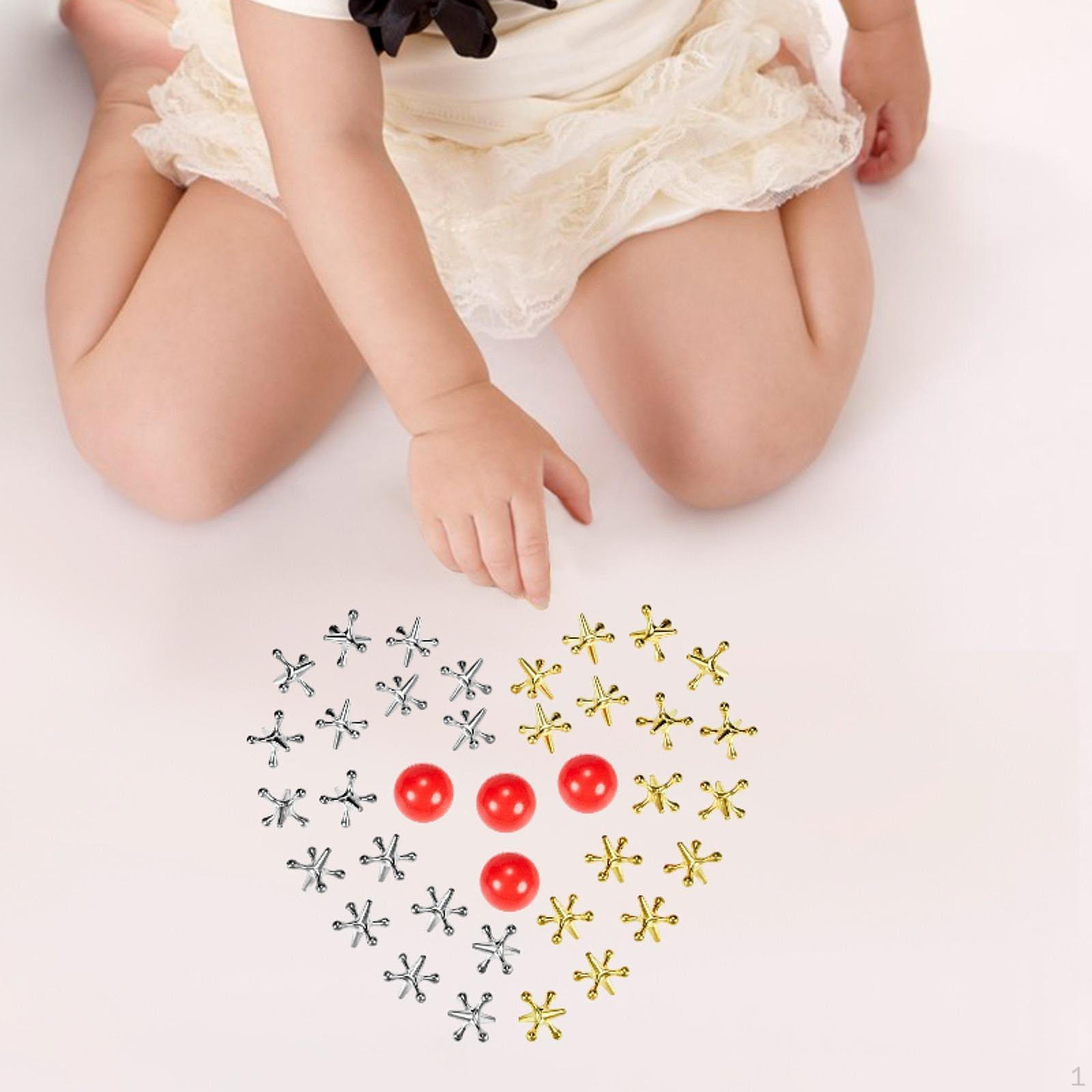 

Alloy Jacks and Ball Game Toys Kit Table Games Jackstones Set Board for Halloween Kids