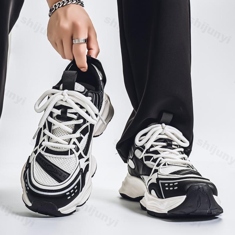 Fashion 2025 Summer New Mesh Breathable Casual Sports Shoes for Men Comfortable Height Increasing Fashion Trend Lace Up Chunky sneakers
