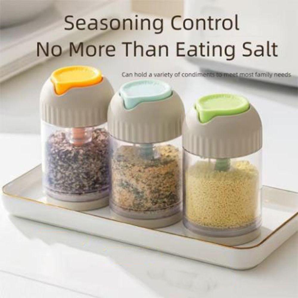 3Pcs Plastic Quantitative Salt Control Bottle Sealed Salt Jar Seasoning Can  for Home