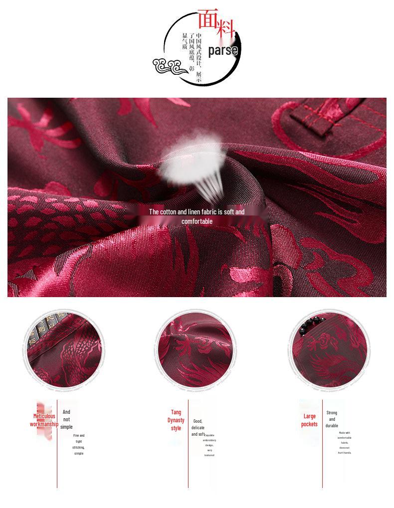 Men's Summer Ice Silk Tang Suit: Short-sleeved Chinese Hanfu