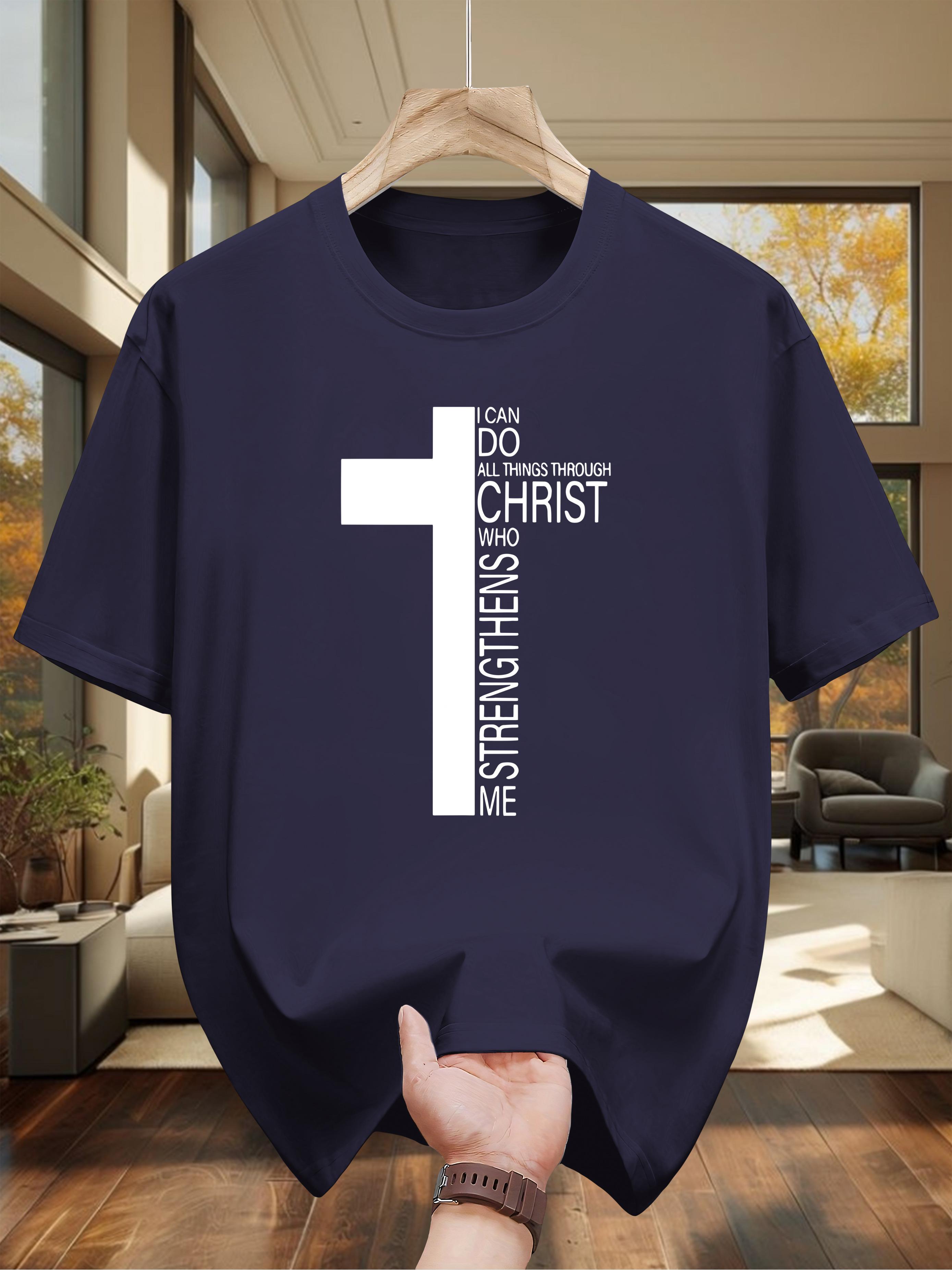 

Short-Sleeve T-shirt with Inspirational Christian Design - Navy Blue XL
