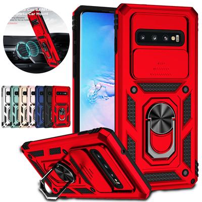 Per Samsung Galaxy S10 S10 Plus Custodia per diapositive Obiettivo della fotocamera Proteggi la custodia del telefono per Samsung S10 Plus Supporto per anello magnetico Cover posteriore
