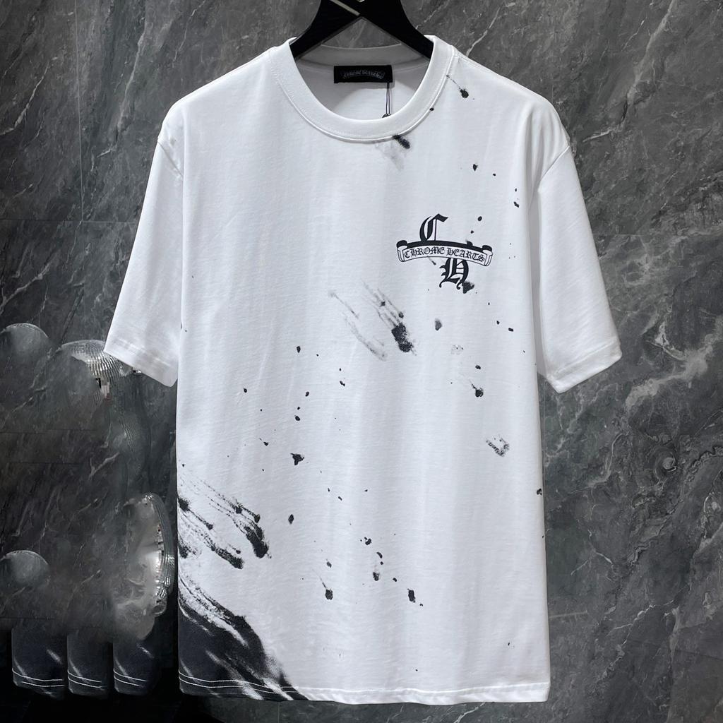 8735 CHROME HEARTS Léto 2026 Nové Vysoce Kvalitní Bavlna Kulatý Výstřih Volné Velký Rozměr Pánské a Dámské Tričko Pár Tričko