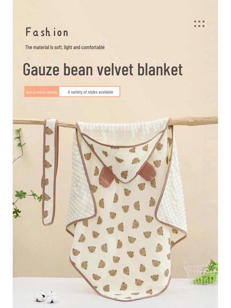 Newborn Lightweight Baby Blanket: Anti-Startle Bean Velvet Quilt for Spring & Autumn