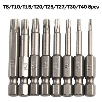 8 ks 50 mm 1/4 šesťhranná stopka skrutkovacie bity magnetické päťcípe hviezda Torx skrutkovacie bity sada T8-T40 elektrický bezpečnostný vŕtačkový kľúč