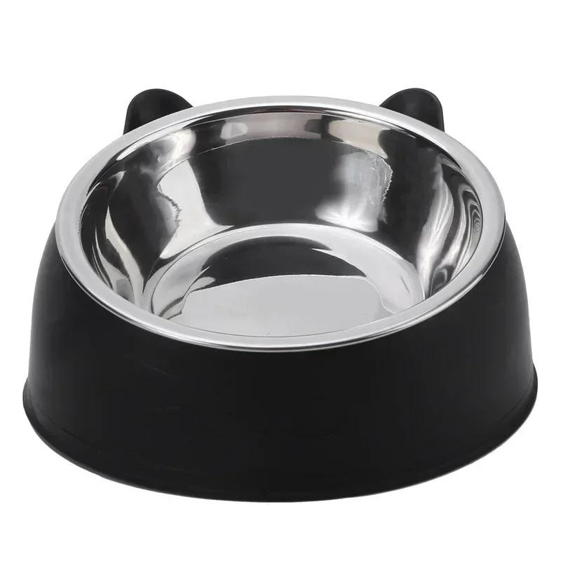 

100/200/400/800ML Stainless Steel Cat Creative Inclined Kitten Puppy Food Feeding Bowls Cats Drinking Feeder Pet Dogs Cat Feeder 100ml чёрный