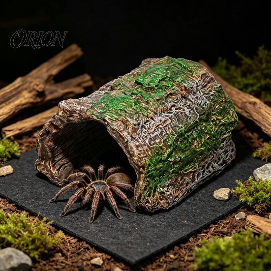 Reptile Supplies for Tanks Hideout Cave, Tree Trunk Gecko Lizard Realistic Arched Pet Stress Relief Bark Hideaway Spiders Tortoises Tank Terrarium
