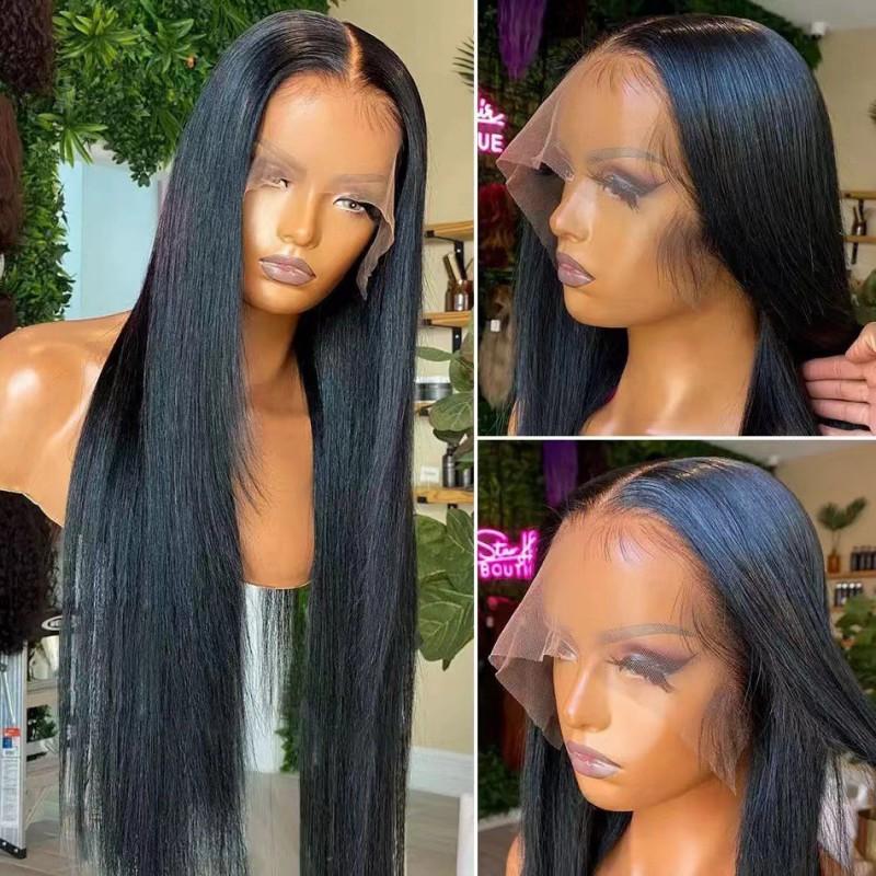 Womens Long Straight Lace Front Wig Synthetic Heat Resistant Hair Middle Part Natural Look
