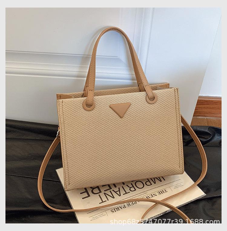Bag women's spring 2025 new fresh and sweet large-capacity tote solid color shoulder bag simple casual commuter bag