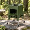 Square Firebox with Cooking Shelf Foldable Camping Folding Legs Ventilated