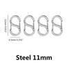 WORLD GOOD Ultra-Small Carabiners, Set of 4, S-Shaped Stainless Steel, Necklace Accessory, Micro Small Size, Total Length 11mm (0.42g)
