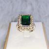 Lindon Vintage Luxury Geometry Emerald Ring for Women Rectangular Gemstone Silver 925 Jewelry Female Anniversary Gift Banquet