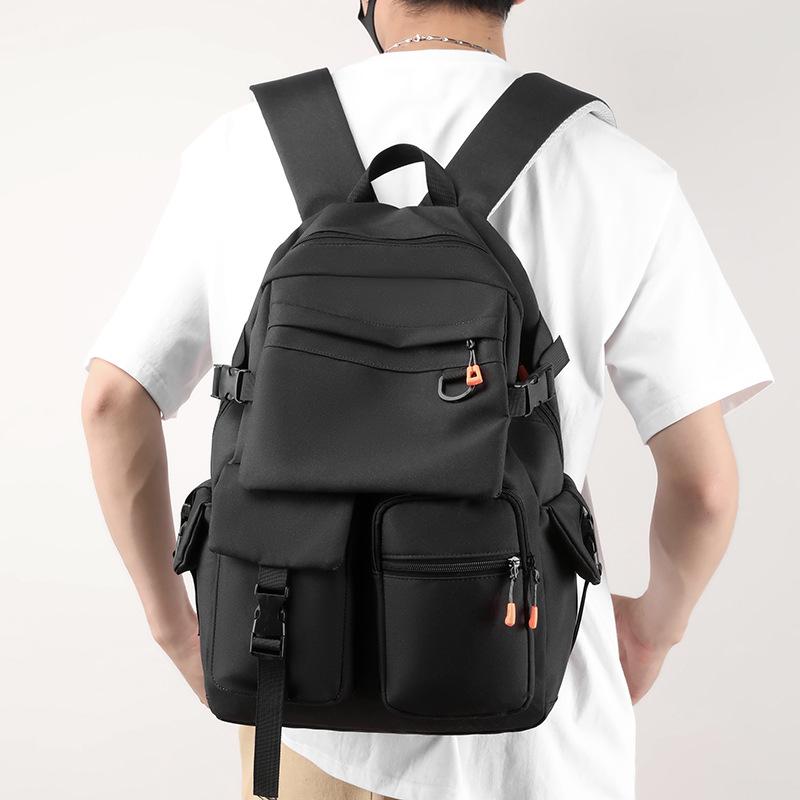 Travel and Sporty Style Men's Large Capacity High End Solid Color Workwear Bag  Junior High School and Senior High School Schoolbag Backpack