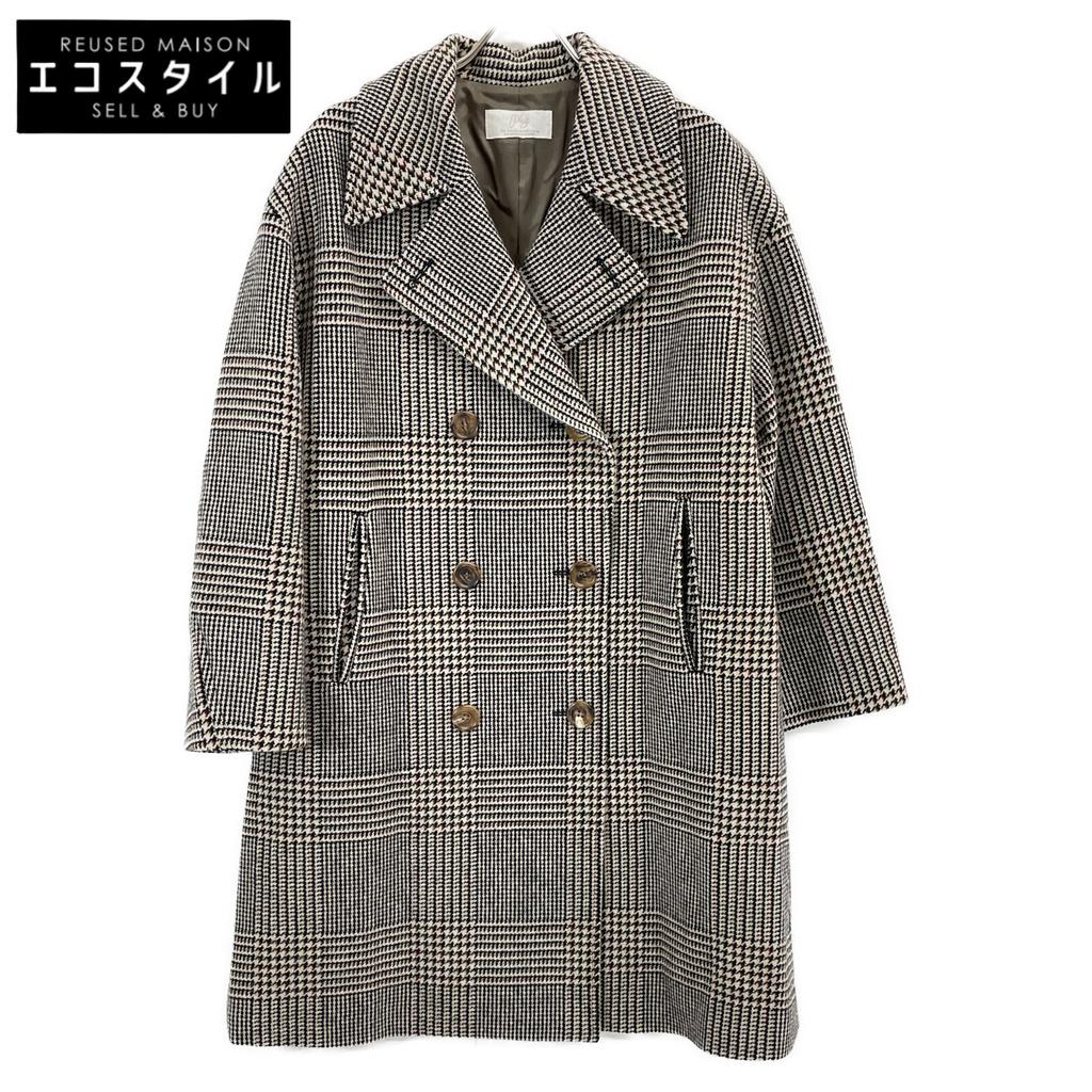 Plage Brown FAbRICA Glen Check Coat Coat 38 BrownUsed