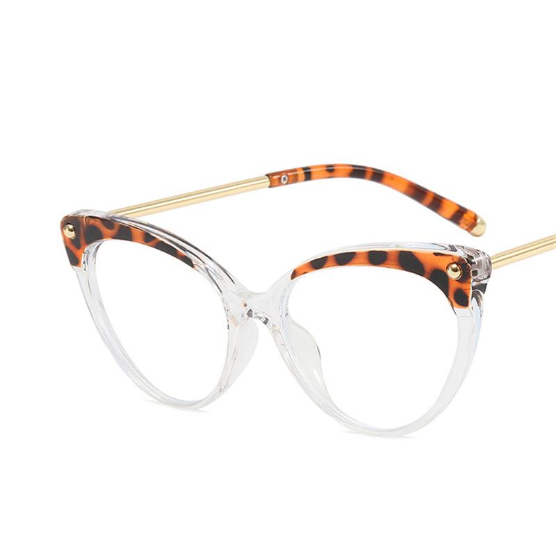 Fashion Cat Eye Rivet Glasses Frame For Women Anti-Blue Light Metal Frame Eyewear Vintage Eyeglasses